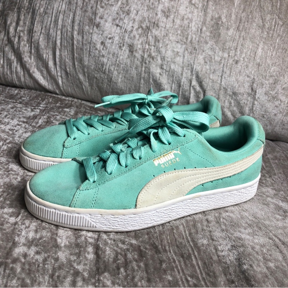 Puma mint green suede sneaker tennis shoe size 9 - Picture 4 of 15